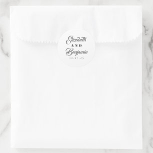 Elegant Typeface Wedding Classic Roun Ronde Sticker