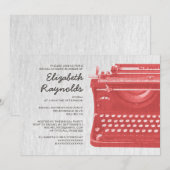 Elegant typemachine Keys Bridal Shower Invitations Kaart (Voorkant / Achterkant)