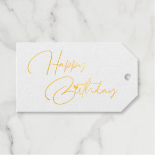 Elegant typescript Happy Birthday Gold Cadeaulabels