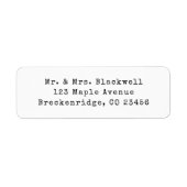 Elegant Typewriter Retouradreslabel Etiket (Voorkant)