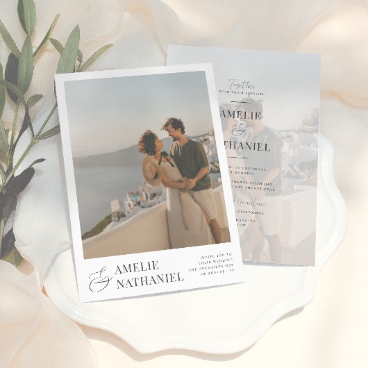 Elegant Typografie 2 Verloving Foto's Wedding Kaart
