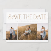 Elegant Typografie 3 Foto Collage Wedding Save The Date (Voorkant)