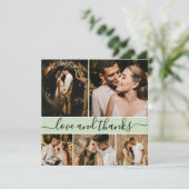 Elegant Typografie 5 Foto Collage Wedding Bedankt  (Staand voorkant)