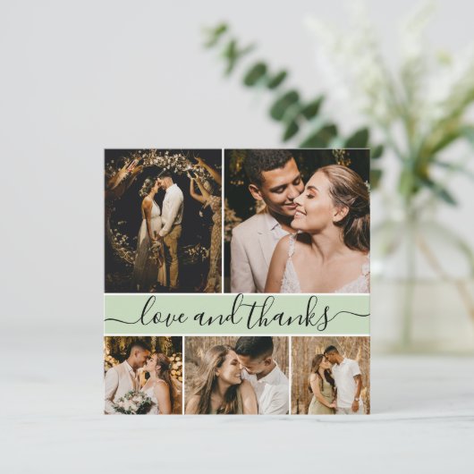 Elegant Typografie 5 Foto Collage Wedding Bedankt  (Staand voorkant)