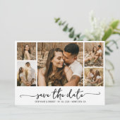 Elegant Typografie 5 Foto Collage Wedding Save The Date (Staand voorkant)