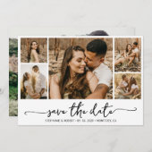 Elegant Typografie 5 Foto Collage Wedding Save The Date (Voorkant / Achterkant)