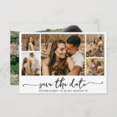 Elegant Typografie 5 Foto Collage Wedding Save The Date (Voorkant / Achterkant)