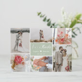 Elegant Typografie 6 Foto Collage Wedding Bedankkaart (Staand voorkant)