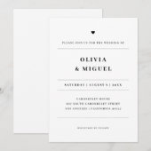 Elegant Typografie Black and White Heart Wedding Kaart (Voorkant / Achterkant)