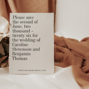 Elegant Typografie Black White Modern Wedding Save The Date