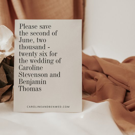 Elegant Typografie Black White Modern Wedding Save The Date