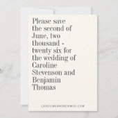 Elegant Typografie Black White Modern Wedding Save The Date (Voorkant)