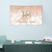 Elegant Typografie Blush Pink Gold Sweet 16 Banner (Beurs)