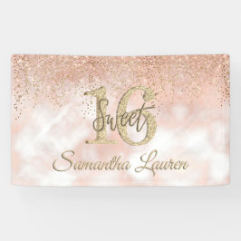 Elegant Typografie Blush Pink Gold Sweet 16 Banner