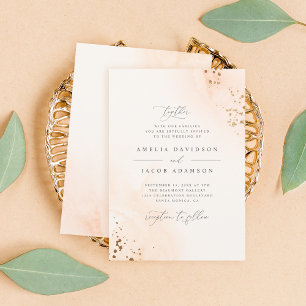 Elegant Typografie Blush Pink Waterverf Wedding Kaart