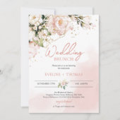 Elegant typografie blush roze boho bruiloft brunch kaart (Voorkant)