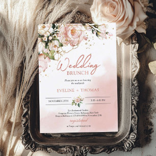 Elegant typografie blush roze boho bruiloft brunch kaart