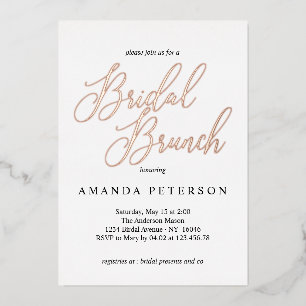Elegant Typografie Bridal Brunch Folie Uitnodiging