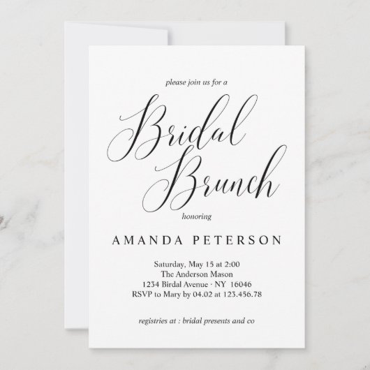 Elegant Typografie Bridal Brunch Kaart (Voorkant)