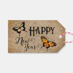 Elegant Typografie Butterfly Stars Rustisch Nieuwj Cadeaulabel