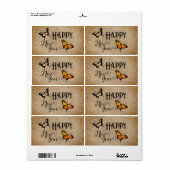 Elegant Typografie Butterfly Stars Rustisch Nieuwj Etiket (Full Sheet)