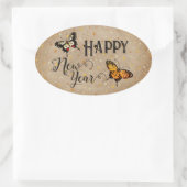 Elegant Typografie Butterfly Stars Rustisch Nieuwj Ovale Sticker (Tas)