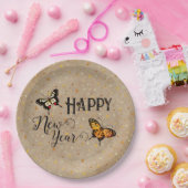 Elegant Typografie Butterfly Stars Rustisch Nieuwj Papieren Bordje (Feest)