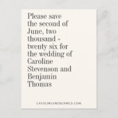 Elegant Typografie eigentijdelijk sparen de Datum Briefkaart (Voorkant)