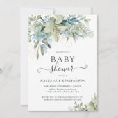 Elegant Typografie Eucalyptus Greenery Baby shower Kaart (Voorkant)
