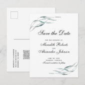 Elegant Typografie Eucalyptus laat de datum opslaa Aankondigingskaart (Voorkant / Achterkant)