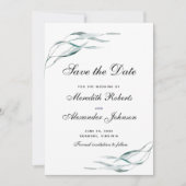 Elegant Typografie Eucalyptus Leaves Wedding Save The Date (Voorkant)