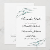 Elegant Typografie Eucalyptus Leaves Wedding Save The Date (Voorkant / Achterkant)