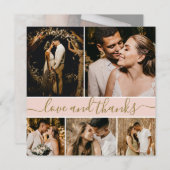 Elegant Typografie Foto Collage Wedding Bedankkaart (Voorkant / Achterkant)