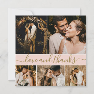 Elegant Typografie Foto Collage Wedding Bedankkaart
