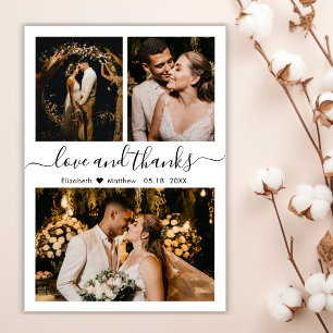 Elegant Typografie Foto Collage Wedding Bedankkaart