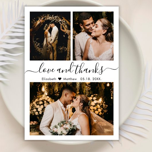 Elegant Typografie Foto Collage Wedding Bedankkaart