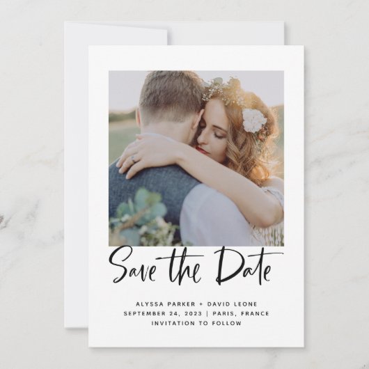 Elegant Typografie | Foto Save The Date (Voorkant)
