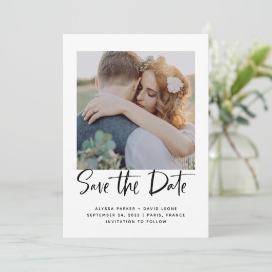 Elegant Typografie | Foto Save The Date (Staand voorkant)