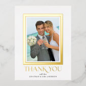 Elegant Typografie Foto Weddenschap Bedankt Gold F Folie Uitnodiging Briefkaart