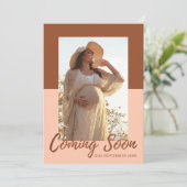 Elegant Typografie Foto Zwangerschap Aankondiging (Staand voorkant)