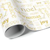 Elegant Typografie Gold en witte kerst Cadeaupapier (Rol Hoek)