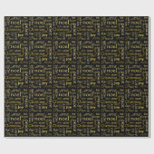 Elegant Typografie Gold en zwarte kerst Cadeaupapier (Vlak)