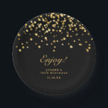 Elegant Typografie Gold Glitter 70th Birthday Papieren Bordje<br><div class="desc">Typografie voor zwart-wit en goudkleuren Glitter Dust 70th Birthday Paper Borden</div>