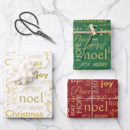 Elegant Typografie Gold Kerstmis Inpakpapier Vel