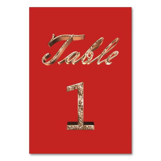 Elegant Typografie Gold Table Card Nummer 1 Kaart (Voorkant)