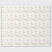 Elegant typografie goud Merry Kerstreder  Cadeaupapier (Vlak)