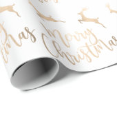 Elegant typografie goud Merry Kerstreder  Cadeaupapier (Rol Hoek)