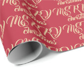 Elegant typografie goud rood kerst cadeaupapier (Rol Hoek)