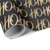 Elegant typografie goud zwart HO HO Kerstmis Cadeaupapier (Rol Hoek)
