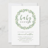 Elegant Typografie & Greenery Couple's Baby shower Kaart (Voorkant)